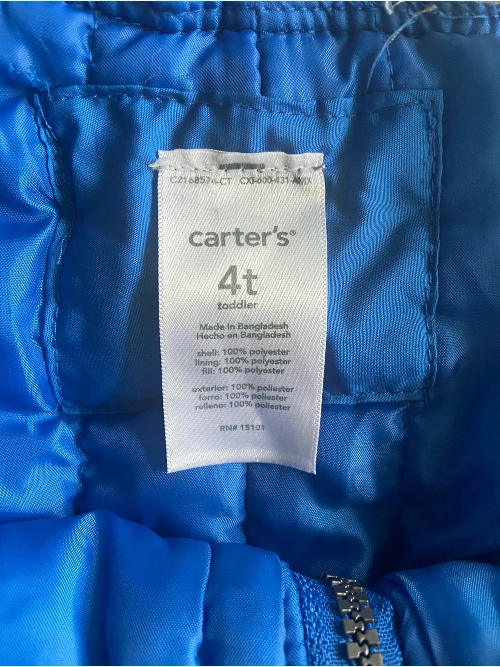 Carter’s Toddler Boys Girls Blue Insulated Winter Snow Bibs Pants Size 4T